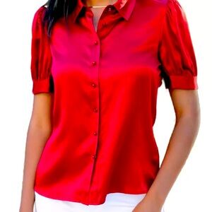Ravella Red Silk Blouse Juliet NWT S/6